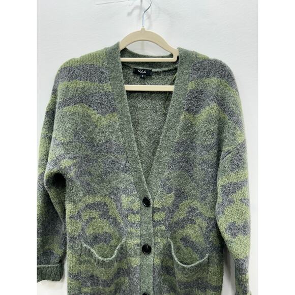 Rails Womens Runi Cardigan Sweater Button Front Wool Alpaca Blend Camo Green S - Picture 2 of 11